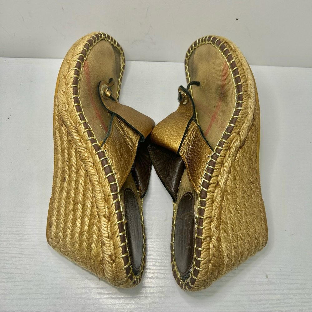 Burberry Espadrille Classic Nova Metallic Wedge Sandal EU 39 US 8.5 - Picture 9 of 16